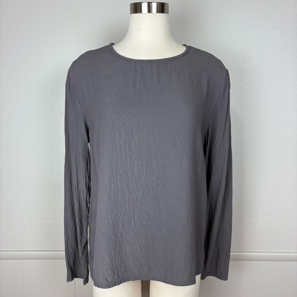 Cut Loose Pullover Top Size S Gray Lightweight Lagenlook Minimalist Crinkle Flow
